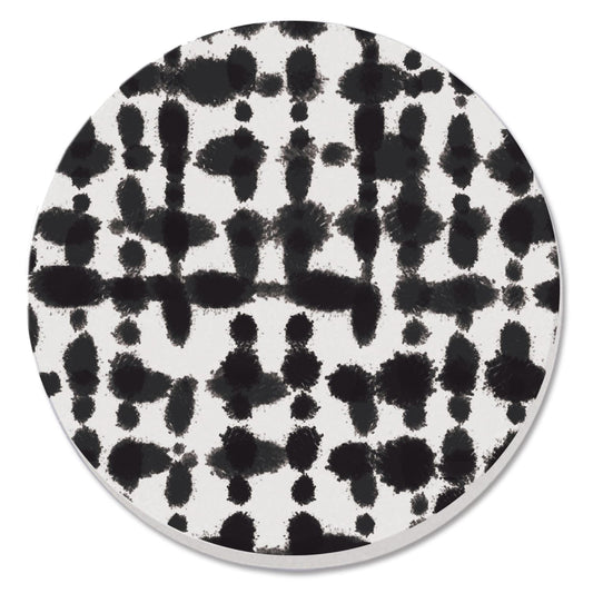 Thirstystone Black Spots Single Round Absorbent Stone Coaster with Protective Cork Backing Manufactured in The USA 4" Diameter