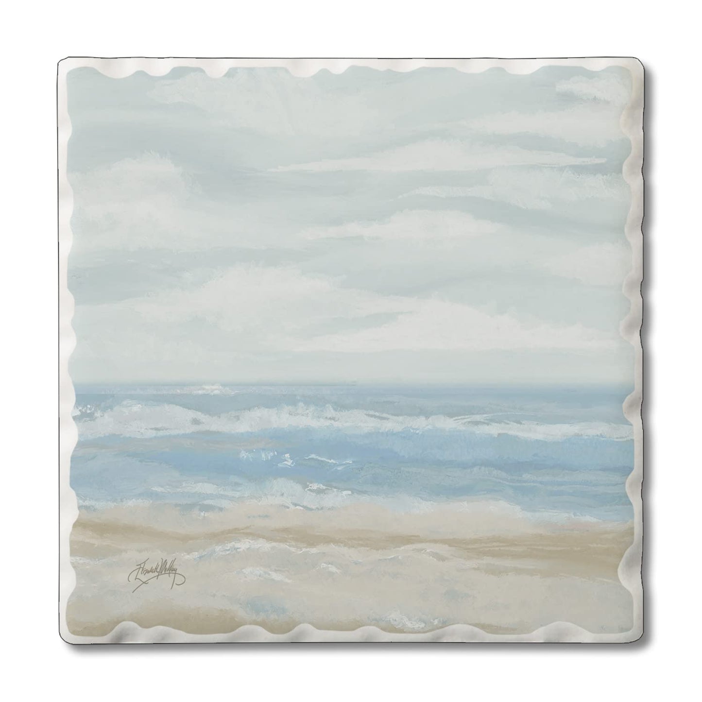 Thirstystone Calm Sea Single Tumbled Tile Stone Coaster with Protective Cork Backing Manufactured in The USA 4" Square, Colorful, Artistiic, Easily Wipes Clean