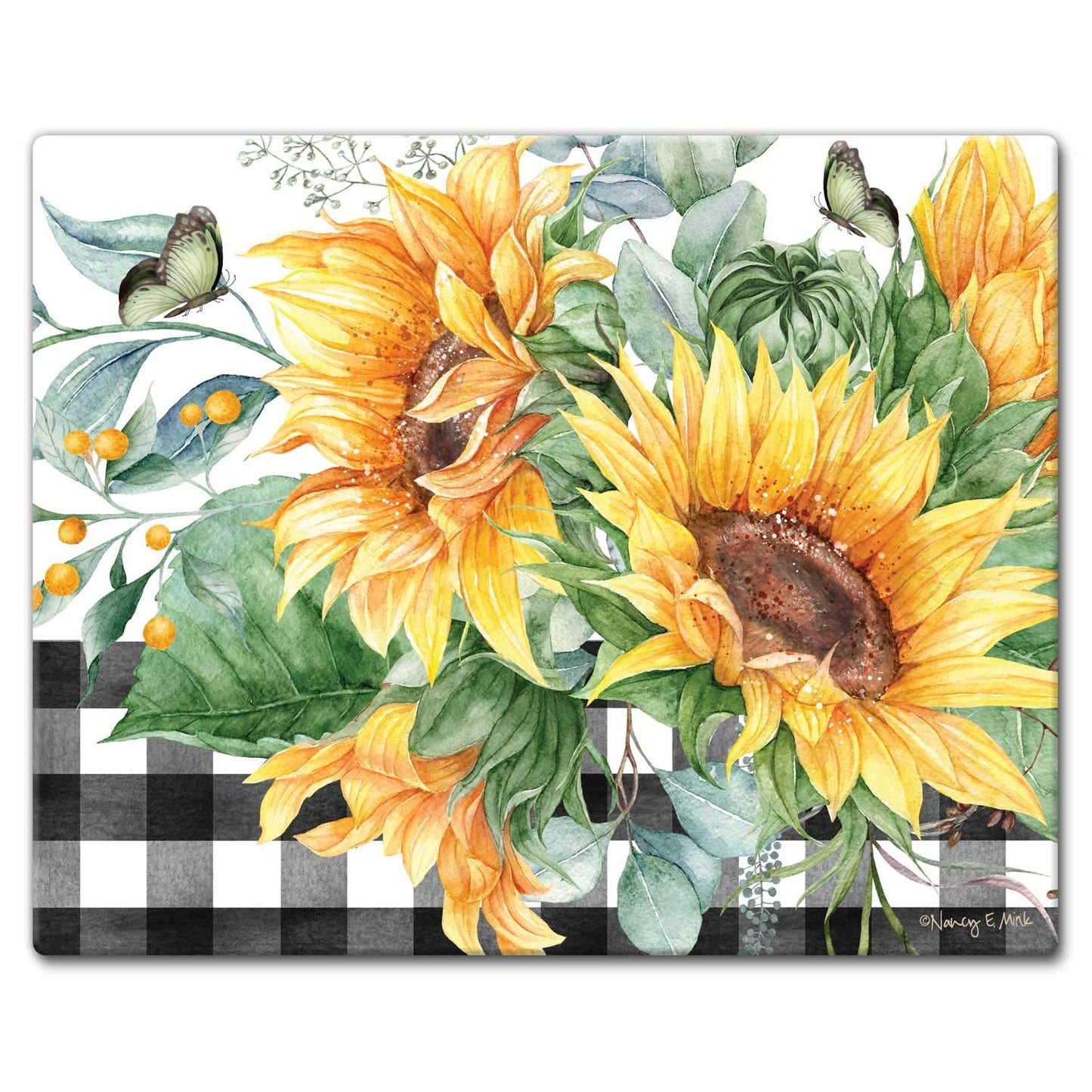 CounterArt Sunflower Fields 3mm Tempered Glass Cutting Board 12" x 15" Manufactured in the USA
