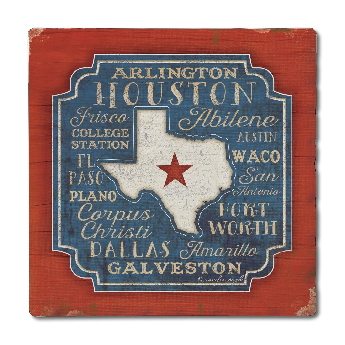 Thirstystone Texas Cities 4 Pack Tumbled Tile Stone Coasters 4" Square Manufactured in the USA