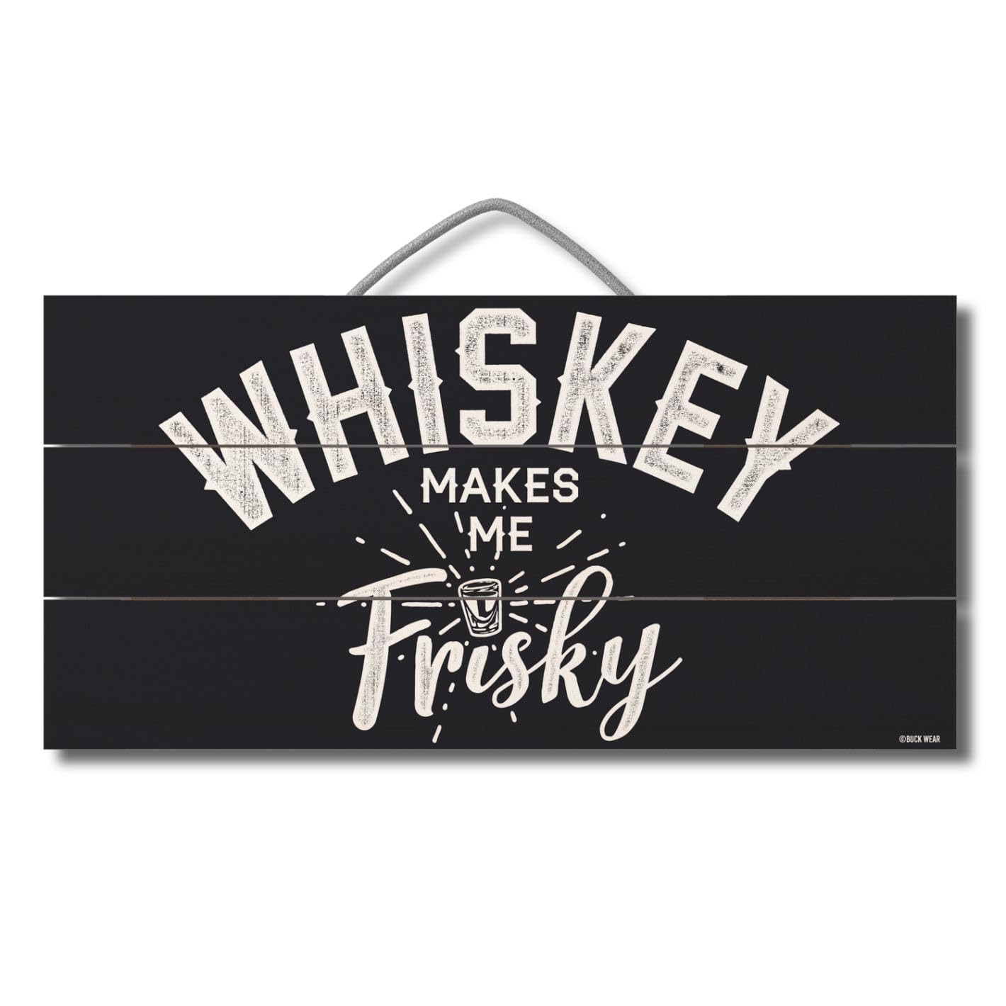 CounterArt Frisky Decorative Slatted Pallet Wood Sign 12" by 6" Features Wire Hanger That Doubles As An Easel