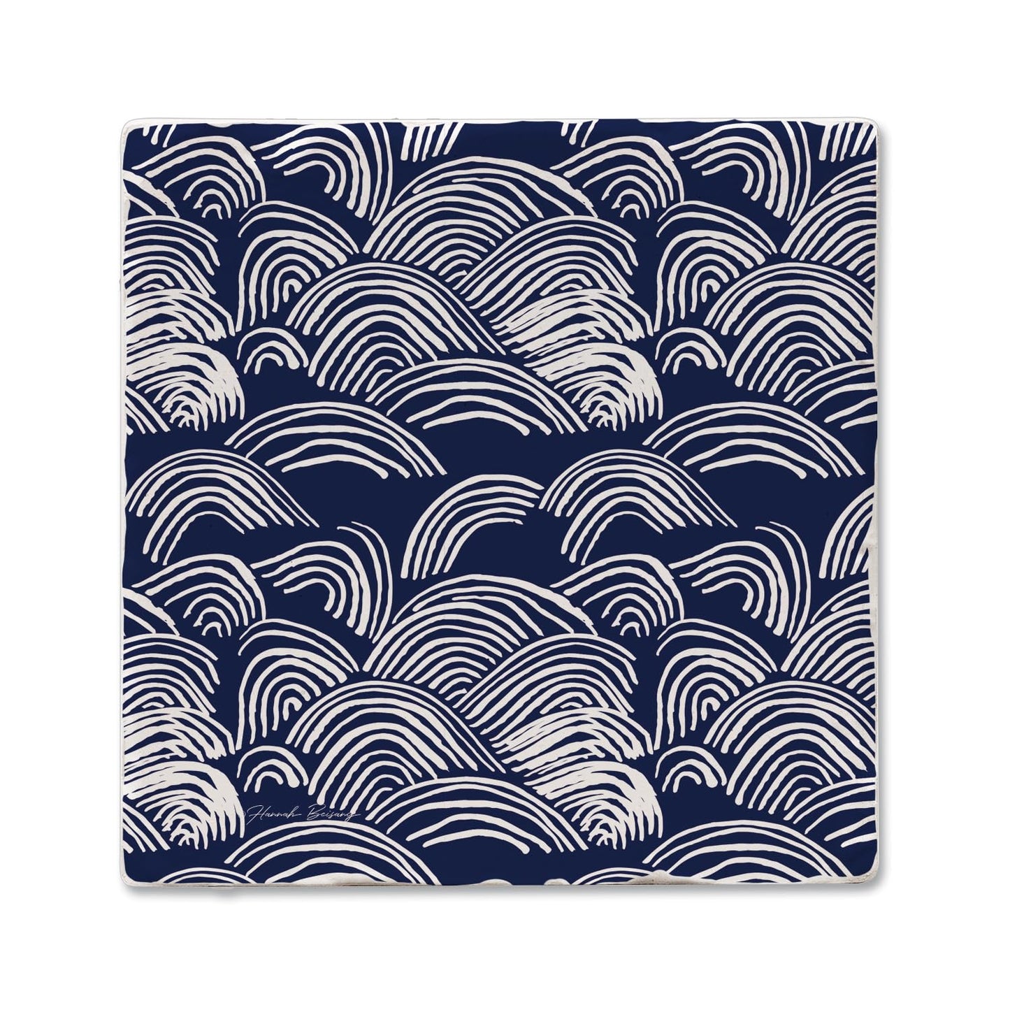 Thirstystone Indigo Waves Single Tumbled Tile Stone Coaster with Protective Cork Backing Manufactured in The USA 4" Square, Colorful, Artistiic, Easily Wipes Clean
