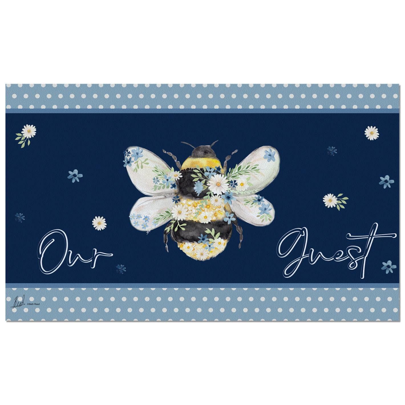 Counterart Bee Our Guest Indoor/Outdoor Entryway Floor Mat Manufactured in the USA 29.5" by 17.75"