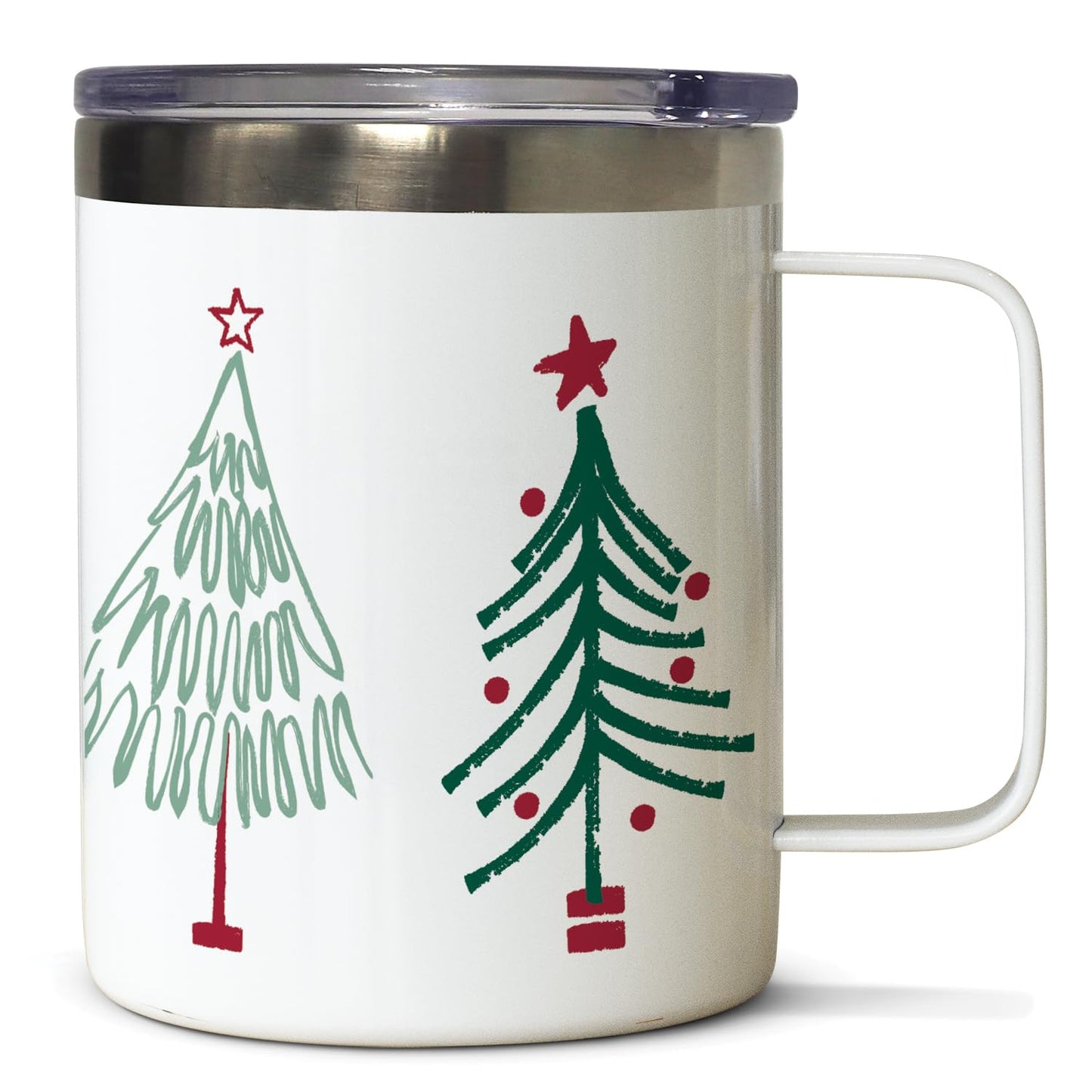 Highland Home Scandinavian Trees Stainless Steel Insulated Travel Mug with Lid 12 oz. Manufactured in the USA