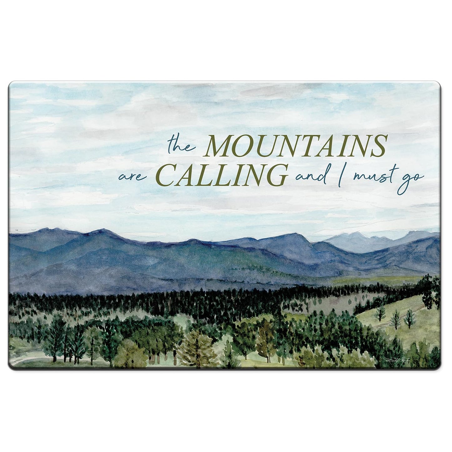 Highland Home Mountains Calling 30” x 20” Decorative Vinyl Comfort Floor Mat Manufactured in The USA, Waterproof, Easy to Clean