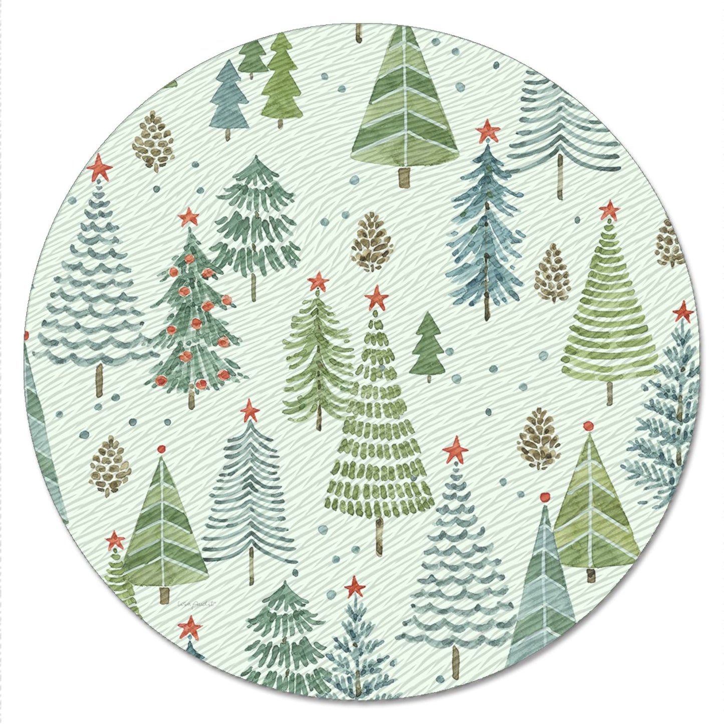 CounterArt Jolly Trees 4mm Tempered Glass Lazy Susan Turntable 13" Diameter