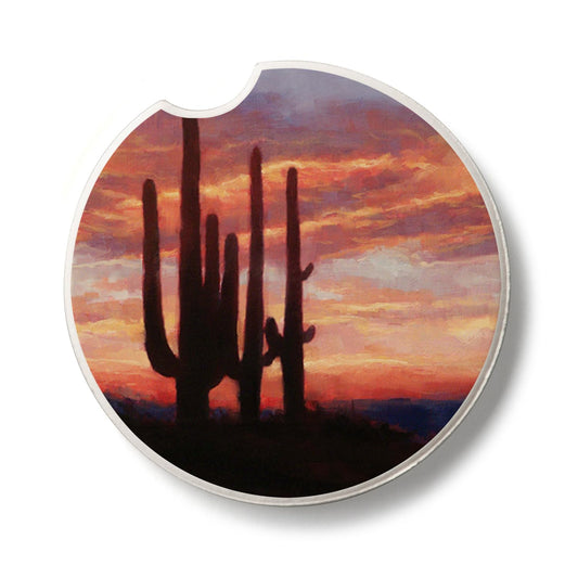 Thirstystone Desert Sunset Single Absorbent Stone Coaster for Vehicle Cup Holder 2.6” Diameter Manufactured in The USA