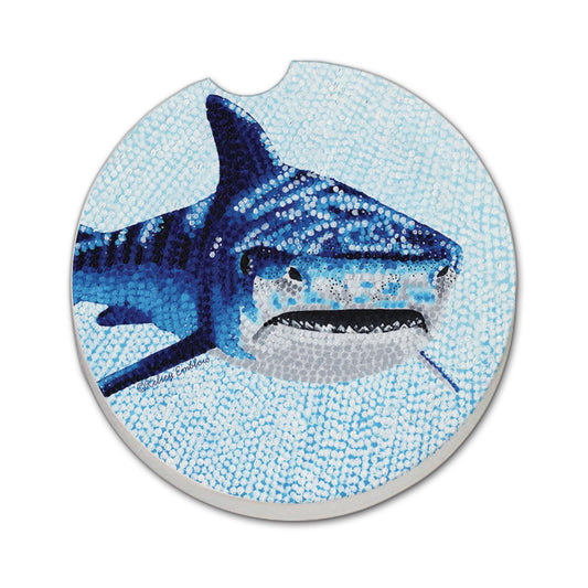 Thirstystone Tiger Shark Single Absorbent Stone Car Coaster 2.6” Diameter Manufactured in the USA