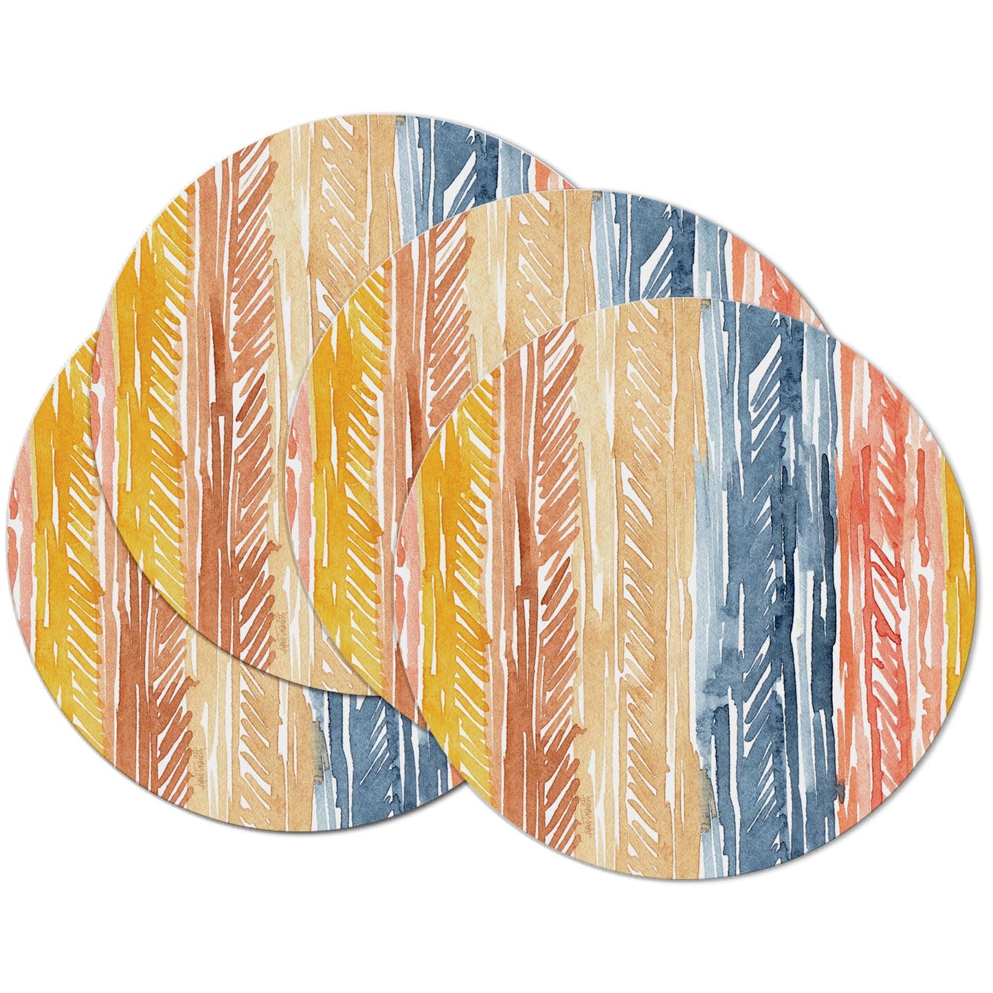 CounterArt Pattern Flair 4 Pack Round Reversible Easy Care Flexible Placemats Made in the USA