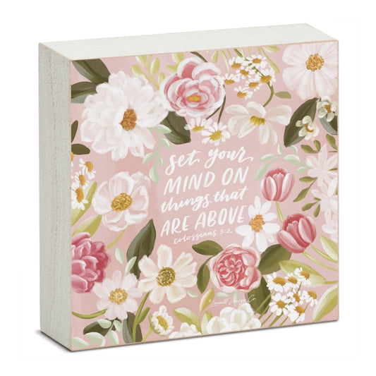 Set Your Mind Decorative Faith Driven Wooden Home Accent Sign 3.75" Square Made in the USA