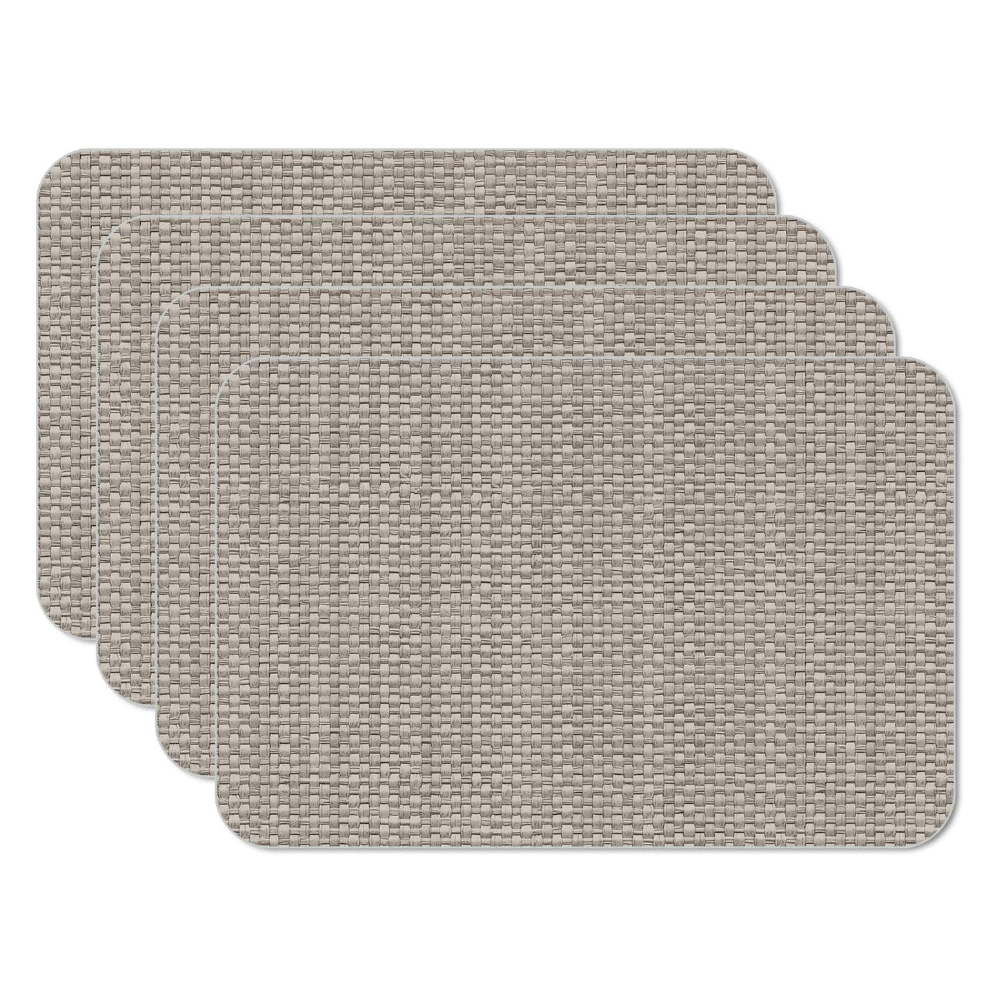 CounterArt Taupe Faux Basket Weave 4 Pack Reversible Easy Care Flexible Placemats Made in the USA