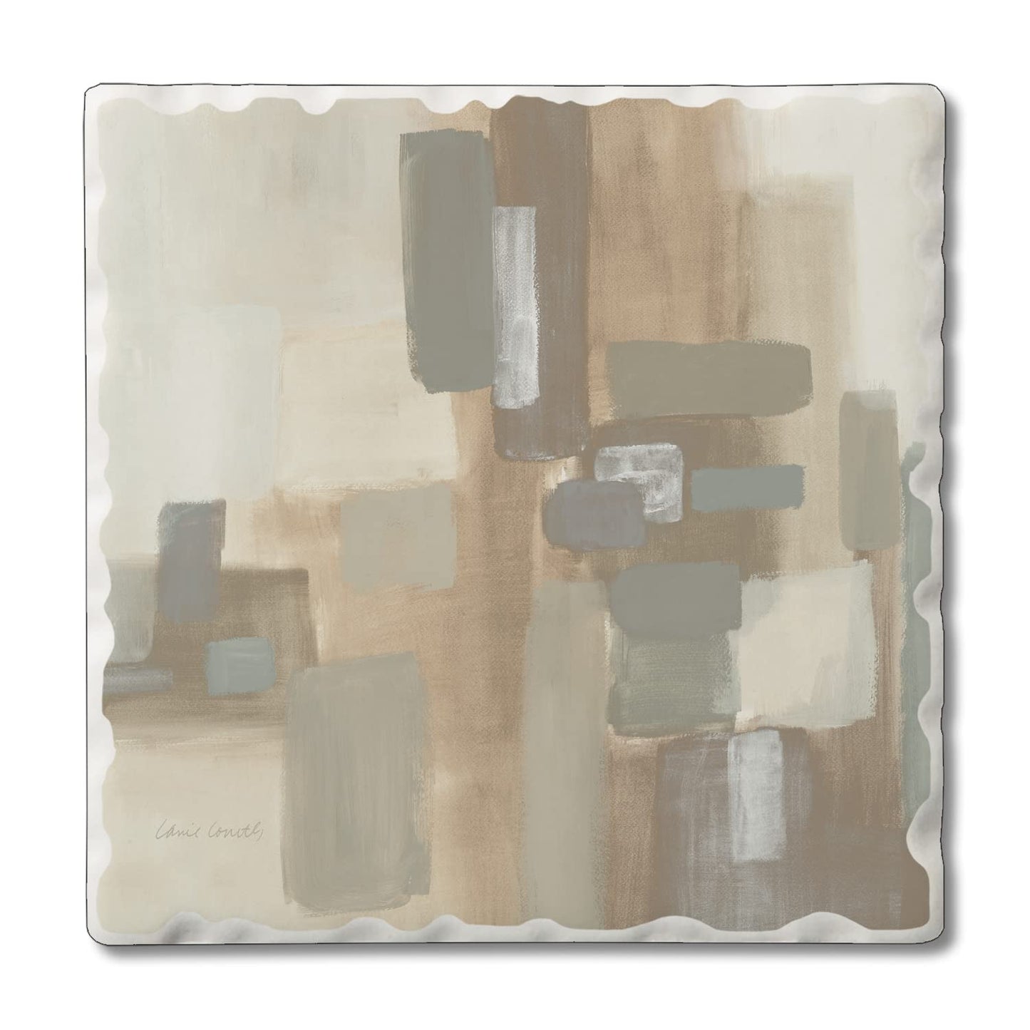 Thirstystone Soft Patches II Single Tumbled Tile Stone Coaster with Protective Cork Backing Manufactured in The USA 4" Square, Colorful, Artistic, Easily Wipes Clean