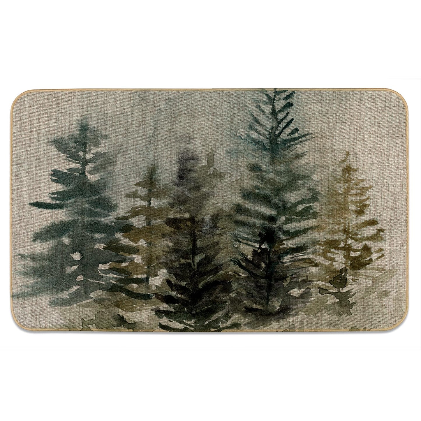 Highland Home Misty Tree Line Indoor/Outdoor Natural Linen Look Floor Mat with Recycled Rubber Back Manufactured in The USA 29.5” x 17.75”