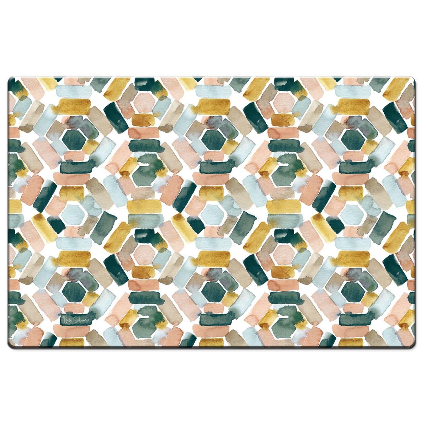 CounterArt Modern Geometric 30” x 20” Decorative Vinyl Comfort Floor Mat Manufactured in The USA, Waterproof, Reduces Muscle Fatigue, Easy to Clean