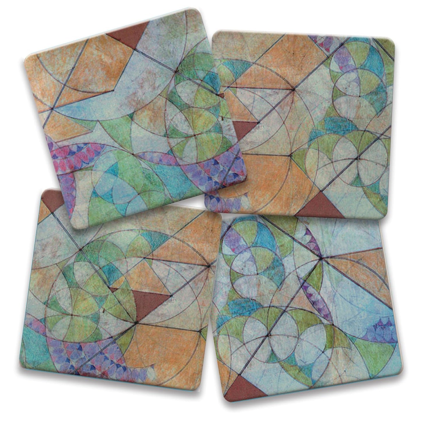 Bougainvillea from The Frank Lloyd Wright Collection 4-Pack Assorted Stone Coasters with Protective Cork Backing Manufactured in The USA Absorbent Easily Wipes Clean