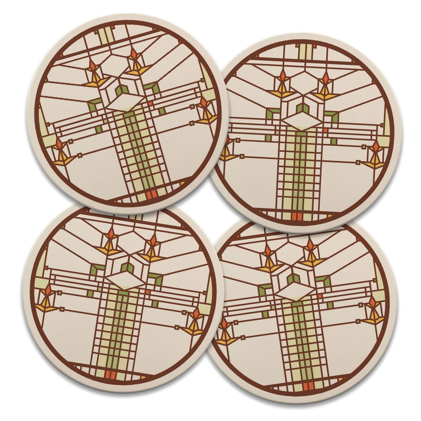 Harley Bradley House Designs from Frank Lloyd Wright Foundation on 4 Pack Round Absorbent Stone Coasters