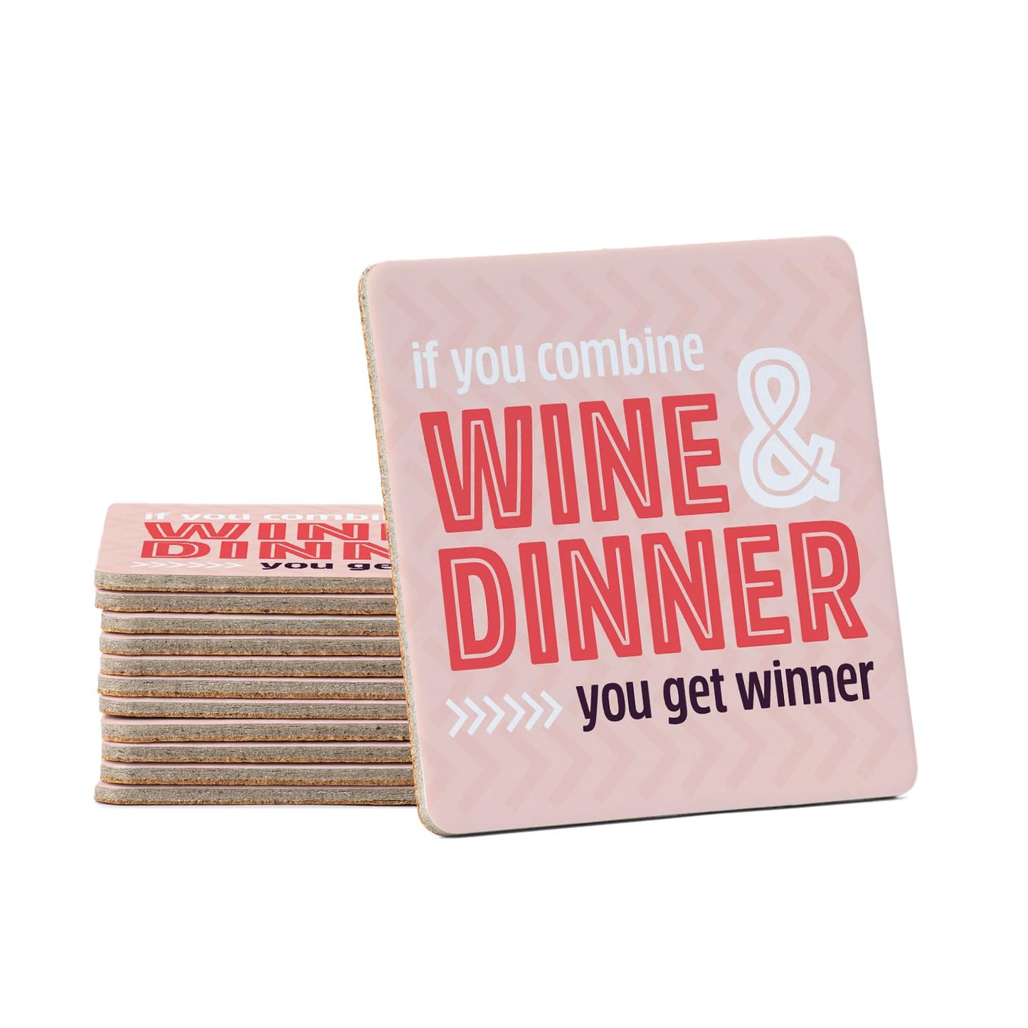 Thirstystone Wine & Dinner 12-Pack Cork Back Paper Bar Coasters Made in The USA Humourous Quotes Attractive Designs