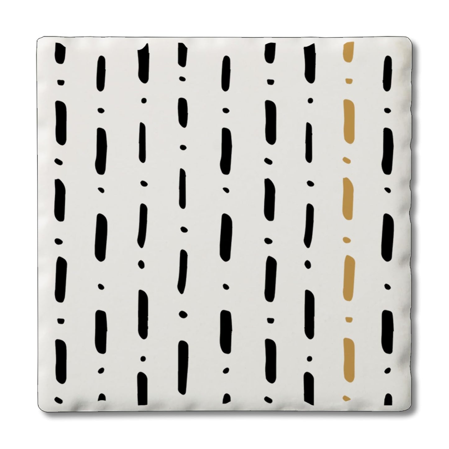 Thirstystone Dots & Lines Single Tumbled Tile Stone Coaster with Protective Cork Backing Manufactured in The USA 4" Square, Colorful, Artistic, Easily Wipes Clean