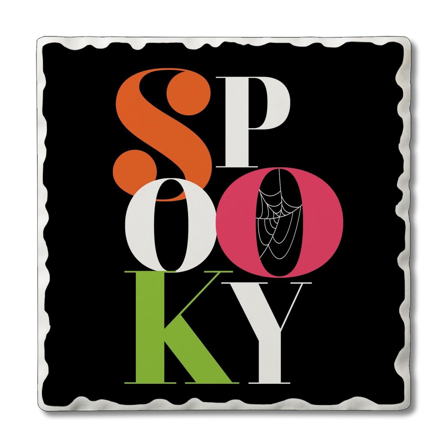 Thirstystone Spooky Single Tumbled Tile Stone Coaster with Protective Cork Backing Manufactured in The USA 4" Square, Colorful, Artistic, Easily Wipes Clean