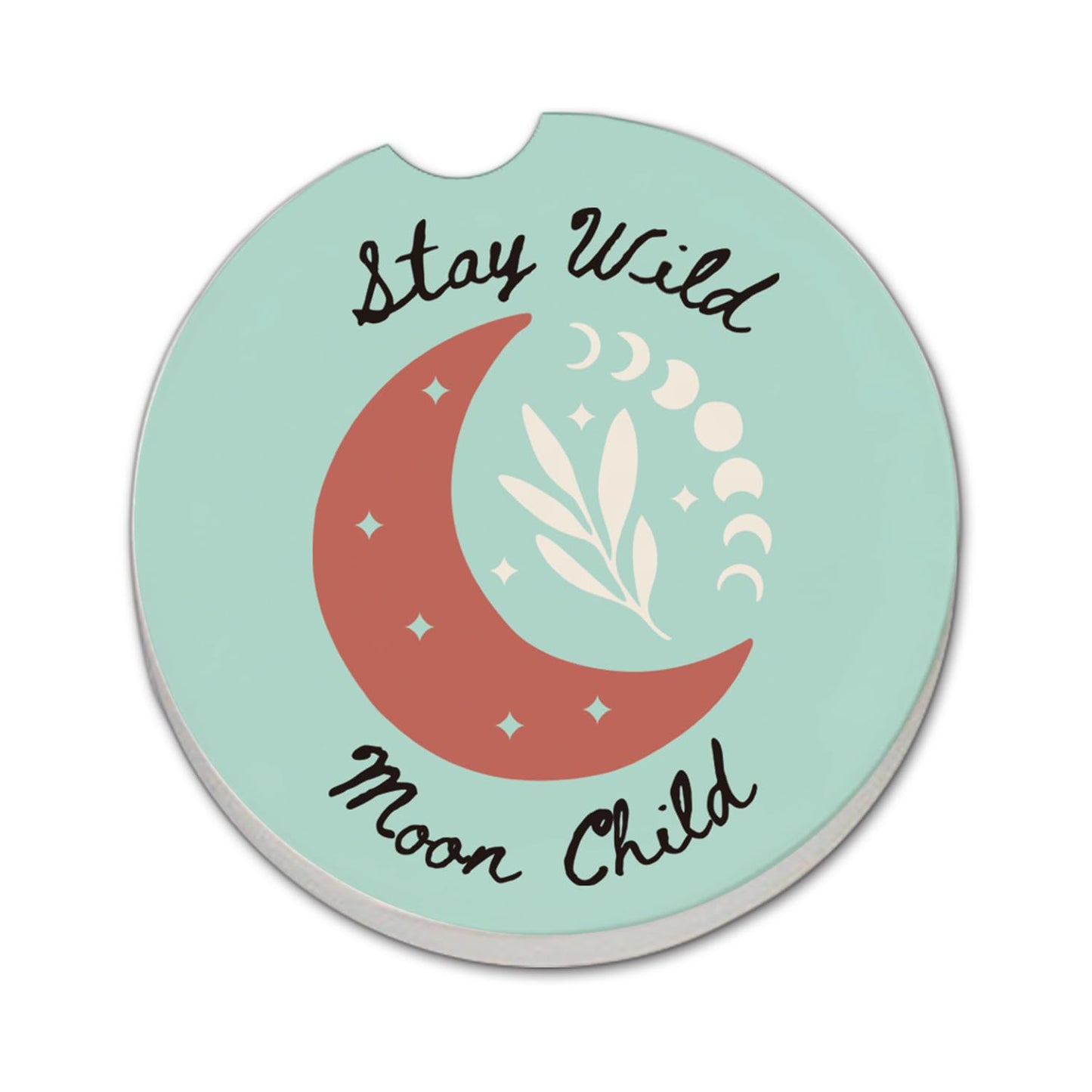 Thirstystone Moon Child Single Absorbent Stone Coaster for Vehicle Cup Holder 2.6” Diameter Manufactured in The USA