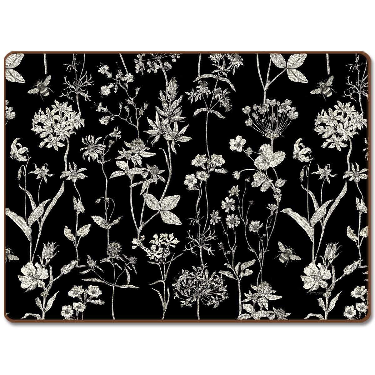 Cala Home Midnight Garden Premium Decorative Hardboard Tabletop Placemats 4-Pack Manufactured in The USA Heat Tolerant and Easily Wipes Clean