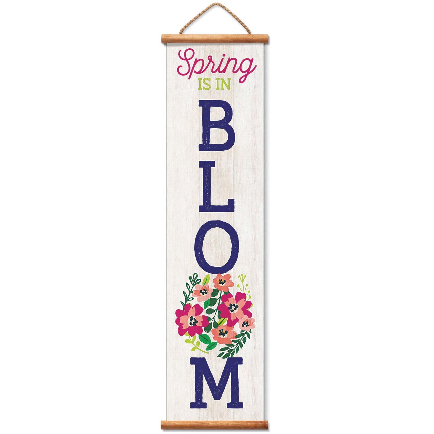 Highland Home Spring in Bloom Indoor/Outdoor Vinyl Hanging Entryway Sign Made in the USA Reusable Easy Wipes Clean Easy Storage