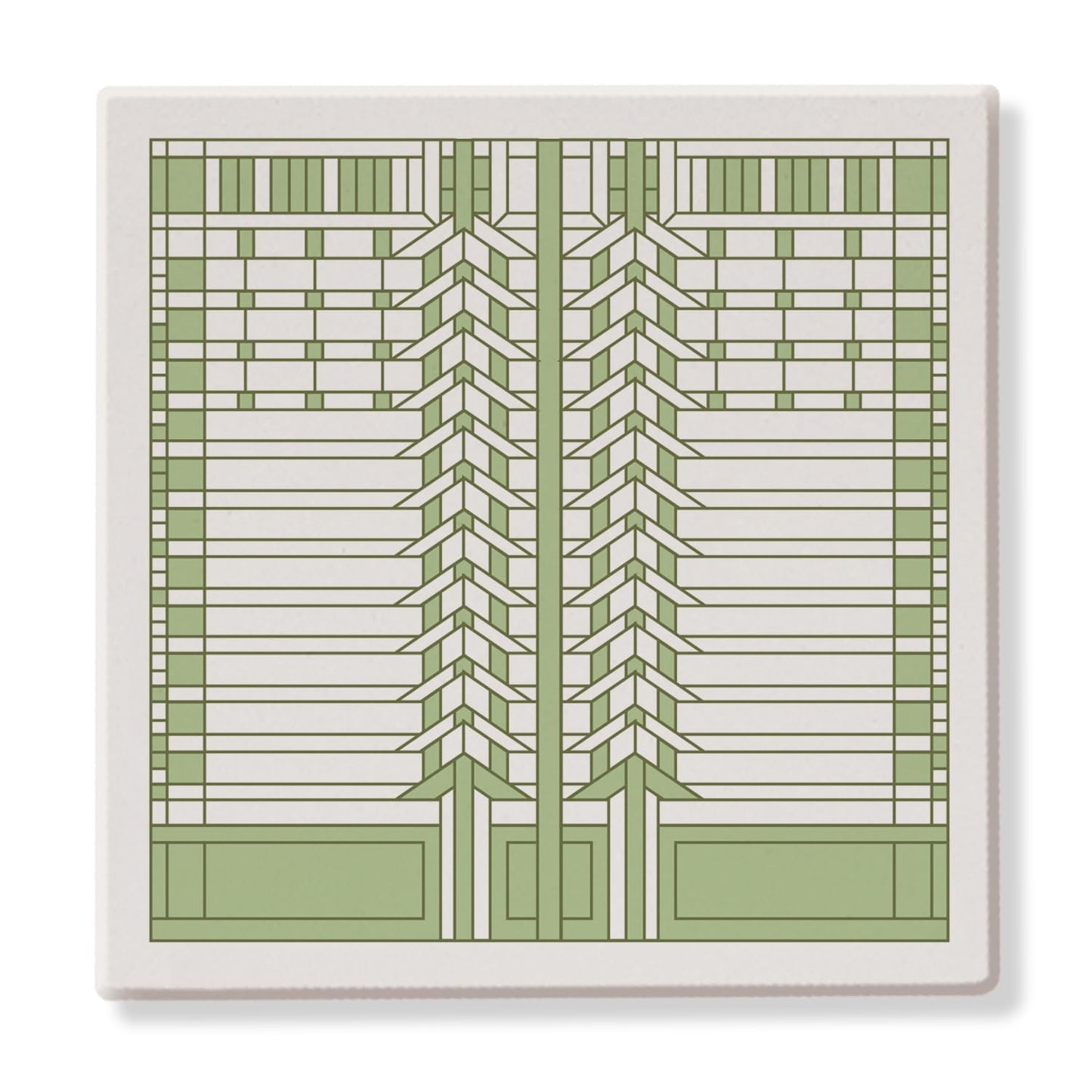 Darwin D Martin House Design from Frank Lloyd Wright Foundation on 4-Pack Absorbent Stone Square Coasters with Protective Cork Backing Manufactured in The USA