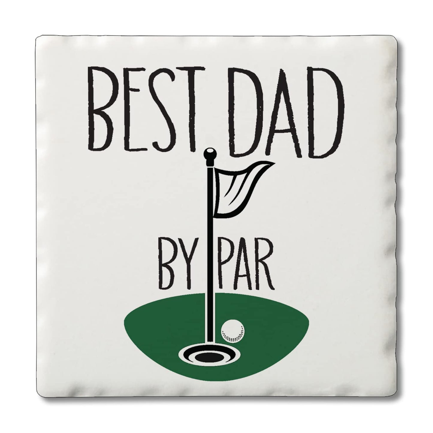 Thirstystone Best Dad by Par 4 Pack Absorbent Stone Tumbled Tile Coasters with Protective Cork Backing 4" Square Manufactured in The USA Artistic Absorbent Easily Wipes Clean