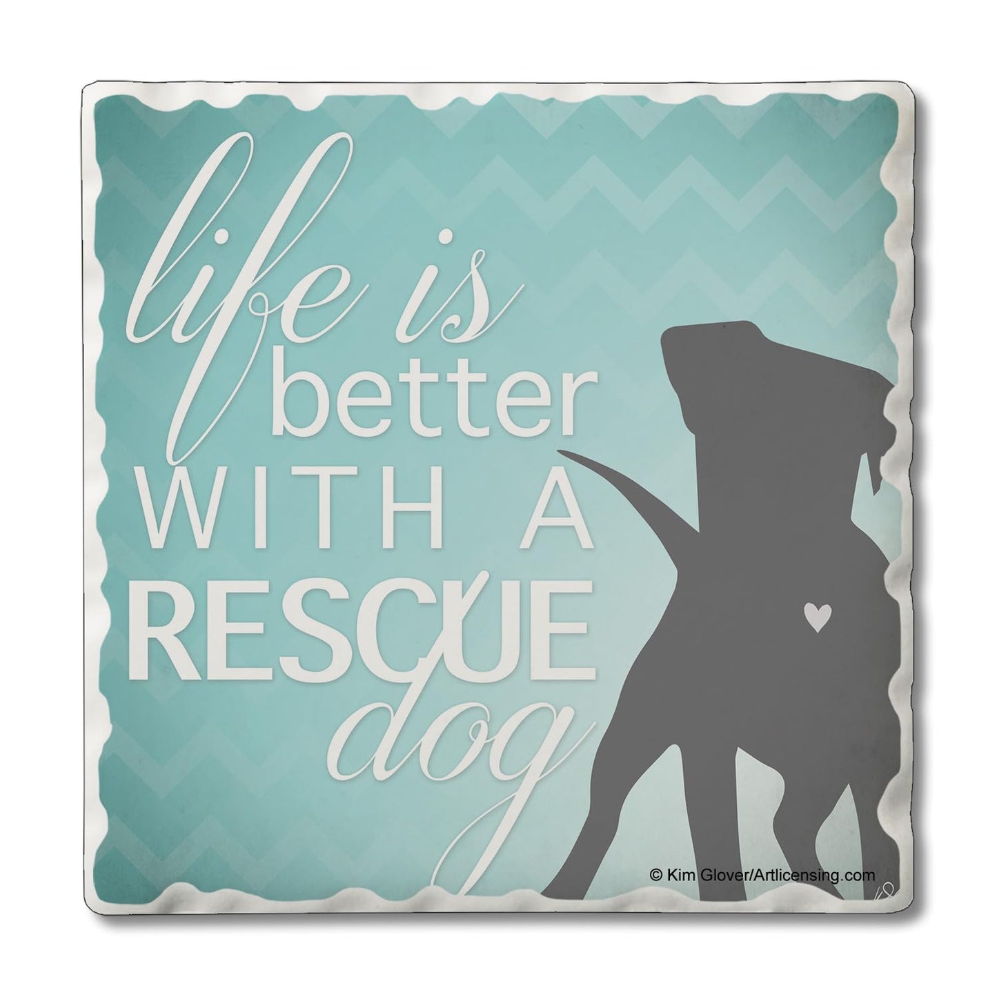 Thirstystone Rescue Dog Single Tumbled Tile Stone Coaster with Protective Cork Backing Manufactured in The USA 4" Square, Artistic, Easily Wipes Clean