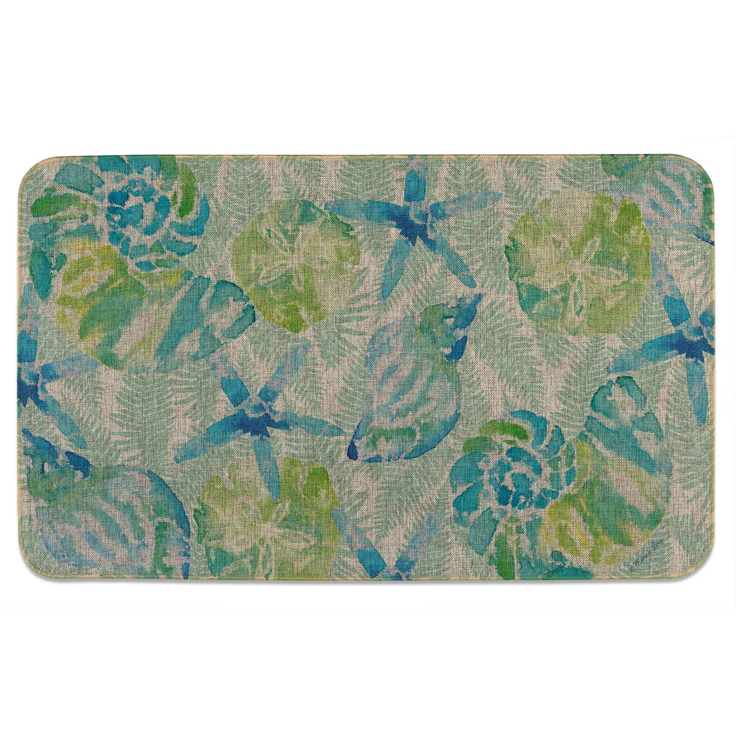 Highland Home Isla Mona Indoor/Outdoor Natural Linen Look Floor Mat with Recycled Rubber Back Manufactured in The USA 29.5” x 17.75”