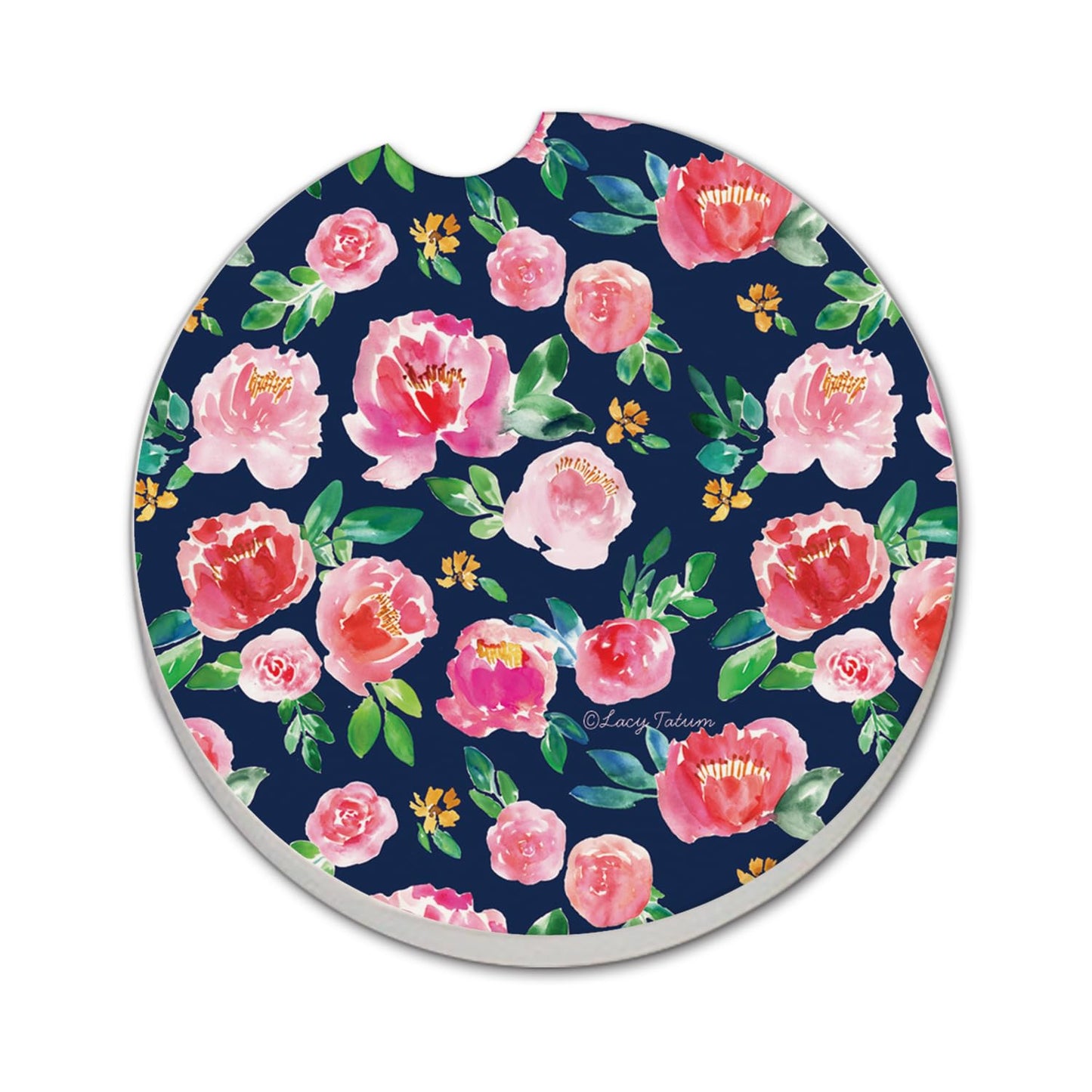 Thirstystone Garden Floral Single Absorbent Stone Coaster for Vehicle Cup Holder 2.6” Diameter Manufactured in The USA