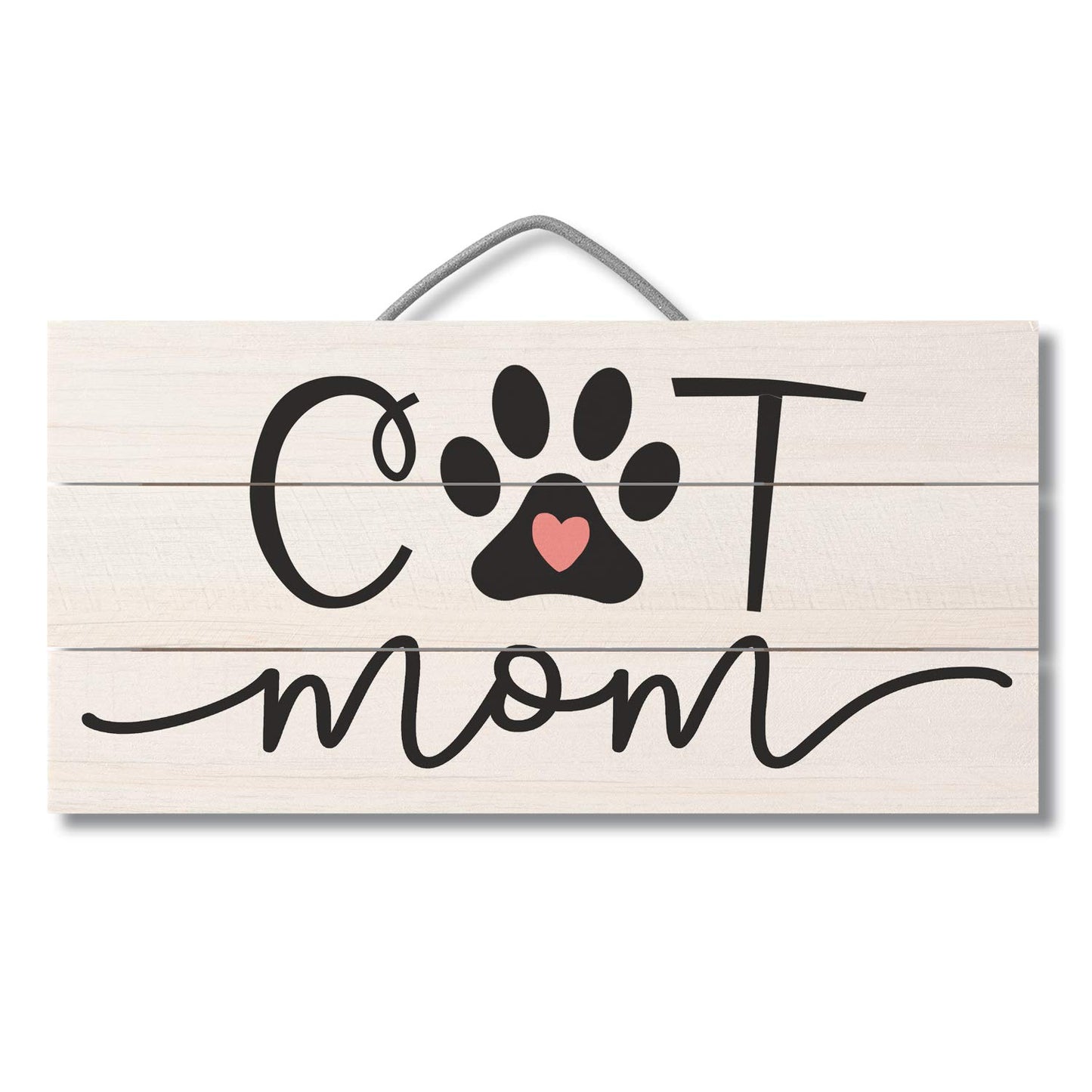 CounterArt Cat Mom Decorative Slatted Pallet Wood Sign 12" by 6" Made in the USA