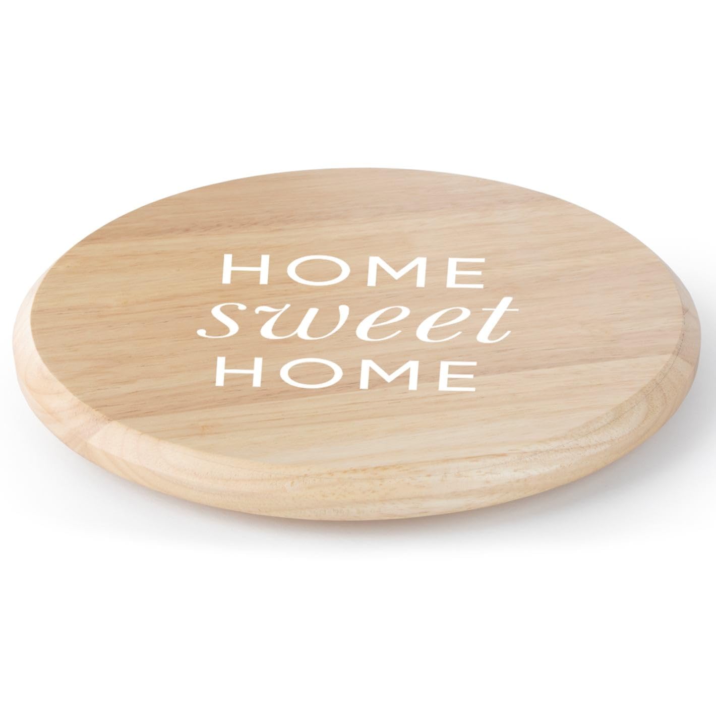 CounterArt Home Sweet Home Wood Lazy Susan Turntable 14" Diameter for Serving Kitchen Organization Condiment Caddy