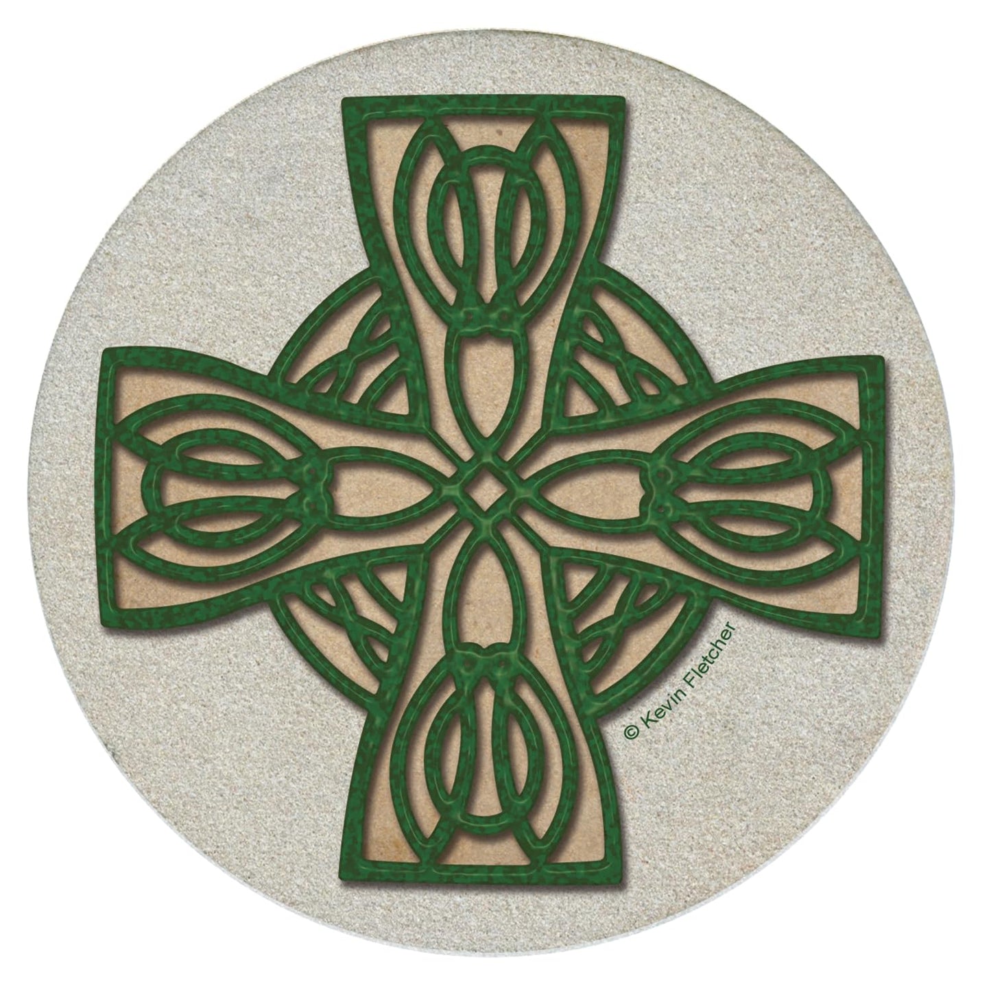 Thirstystone Celtic Cross Natural Sandstone Coaster 4 Pack Eco-Friendly, Absorbent, Easily Wipes Clean