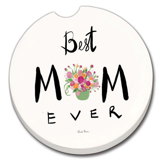 Thirstystone Best Mom Ever Single Absorbent Stone Car Coaster 2.6” Diameter Manufactured in the USA