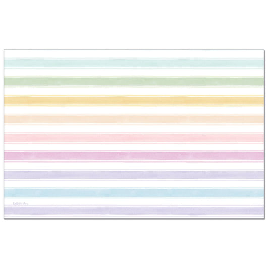 Spring Stripes 24 Premium Paper Placemats in Resealable Storage Bag Made in the USA 17" x 11"