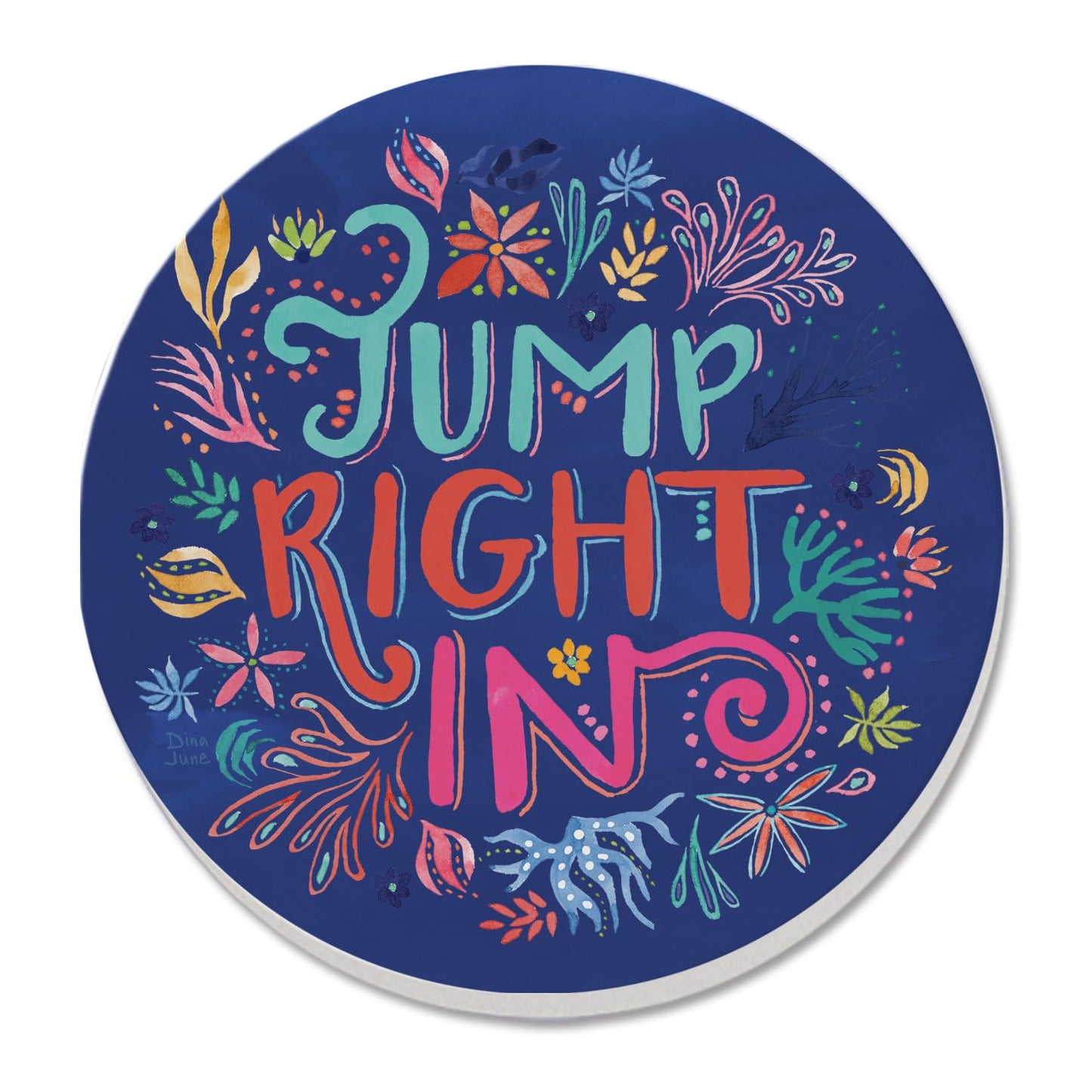 Thirstystone Jump Right in Round Absorbent Stone Coaster with Protective Cork Backing Manufactured in The USA 4" Diameter