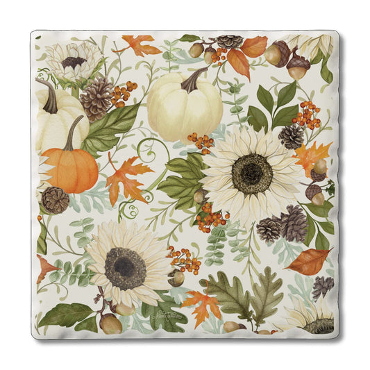 Thirstystone Farmhouse Floral Light Single Tumbled Tile Stone Coaster with Protective Cork Backing Manufactured in The USA 4" Square, Colorful, Artistiic, Easily Wipes Clean