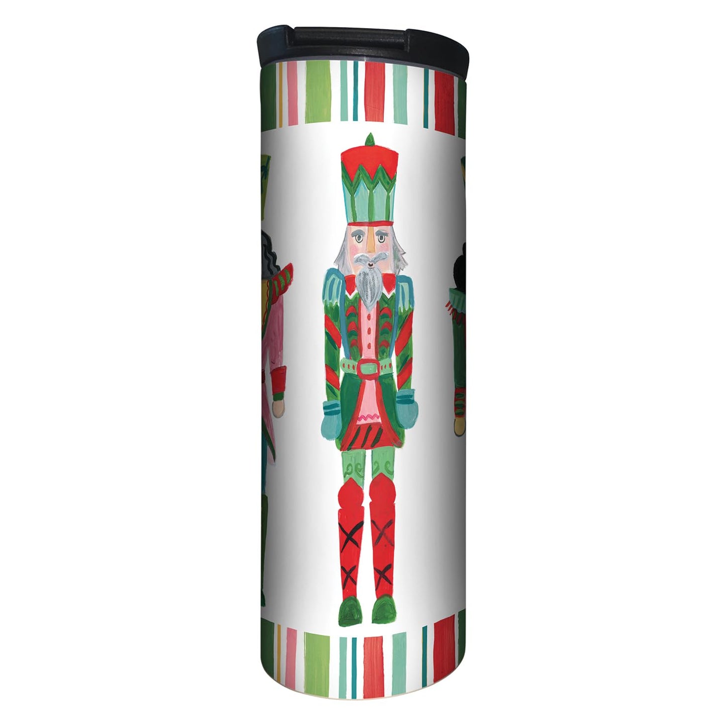 Highland Home Holiday Nutcrackers Decorative Stainless Steel Double Wall Insulated Travel Tumbler with Lid 17 oz. Manufactured in the USA Dishwasher Safe