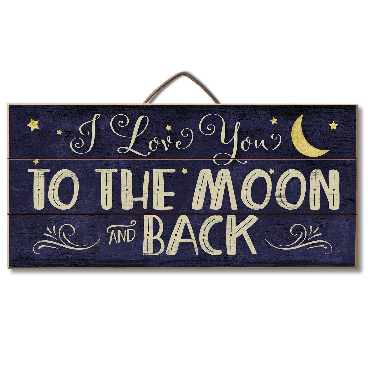 CounterArt I Love You To The Moon Decorative Slatted Pallet Wood Sign 12" by 6" Made in the USA