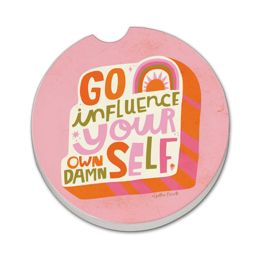Thirstystone Influence Single Absorbent Stone Car Coaster  2.6” Diameter Manufactured in the USA