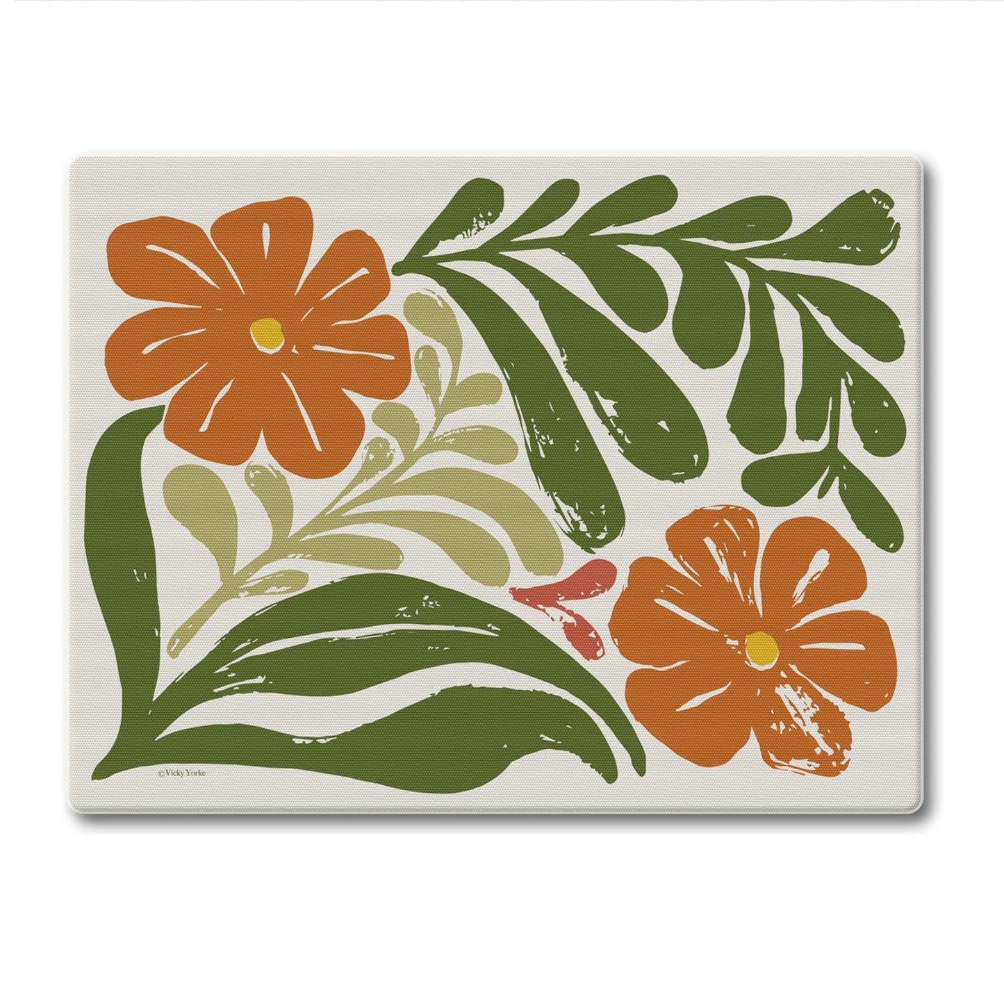 CounterArt Retro Floral 3mm Tempered Glass Cutting Board 10” x 8” Manufactured in the USA