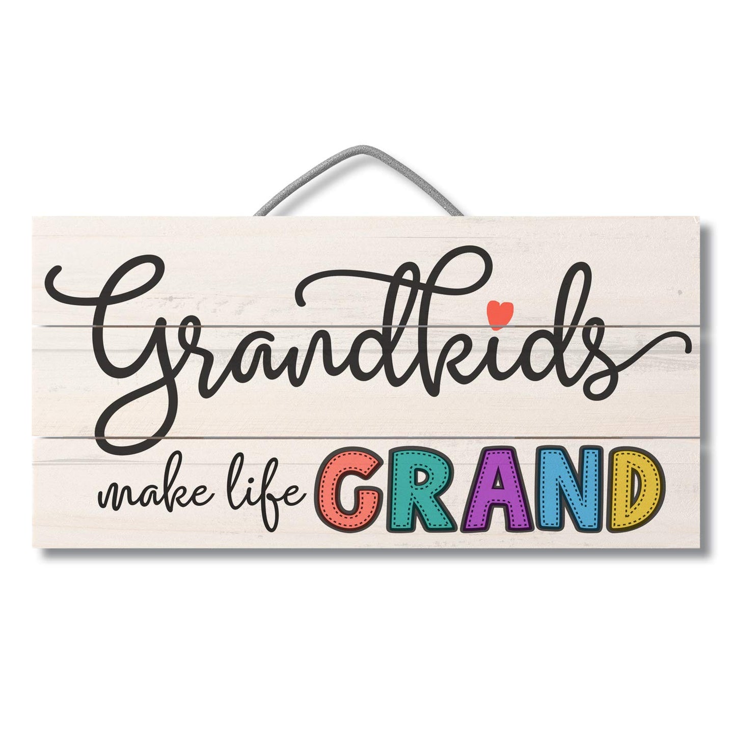 Highland Home Grandkids Make Life Grand Decorative Pallet Wood Sign 12" x 6" Made in the USA Wire Hanger Included that Doubles as an Easel