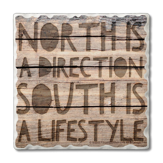 Thirstystone South Lifestyle Single Tumbled Tile Stone Coaster with Protective Cork Backing Manufactured in The USA 4" Square, Artistic, Easily Wipes Clean