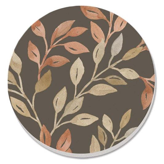 Thirstystone Watercolor Leaves Round Absorbent Stone Coaster with Protective Cork Backing Manufactured in The USA 4" Diameter
