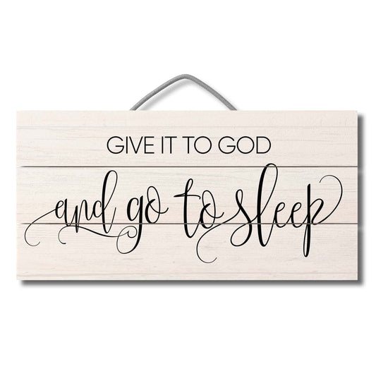Give it to God Decorative Pallet Wood Sign 12" x 6" Made in the USA Wire Hanger Doubles as an Easel