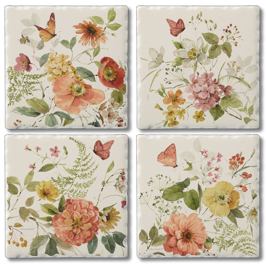 Thirstystone Blessed by Nature 4 Pack Assorted Tumbled Tile Stone Coasters 4" Square