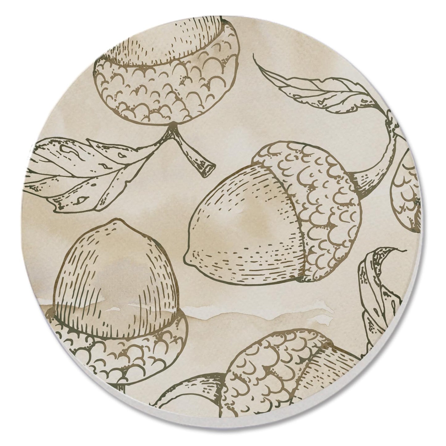 Thirstystone Acorn Round Absorbent Stone Coaster with Protective Cork Backing Manufactured in The USA 4" Diameter