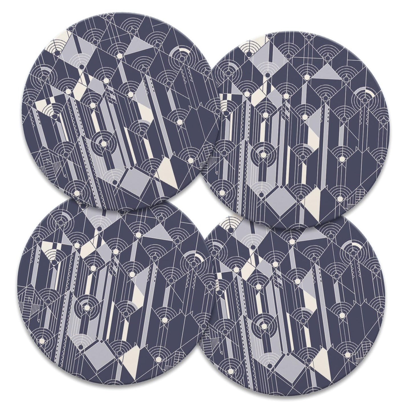 April Showers Design from Frank Lloyd Wright Foundation on 4 Pack Round Absorbent Stone Coasters 4" Diameter