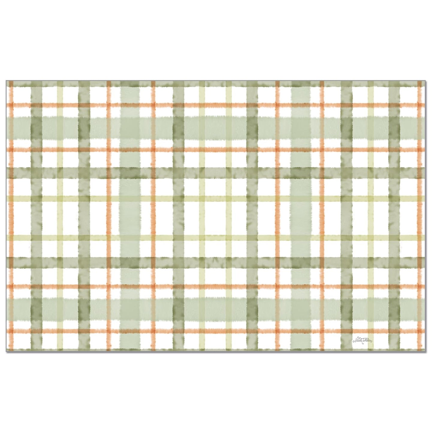 CounterArt Farmhouse Plaid 24 Premium Paper Placemats in Resealable Storage Bag Made in The USA 17" x 11"